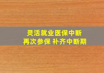 灵活就业医保中断 再次参保 补齐中断期